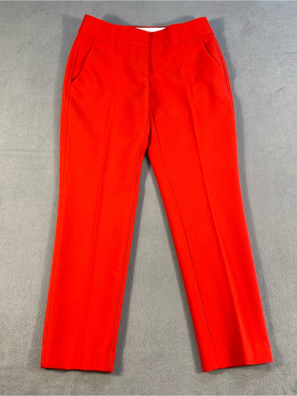 LOFT women’s orange red Tailored skinny ankle pants, pockets, zipper, size 0